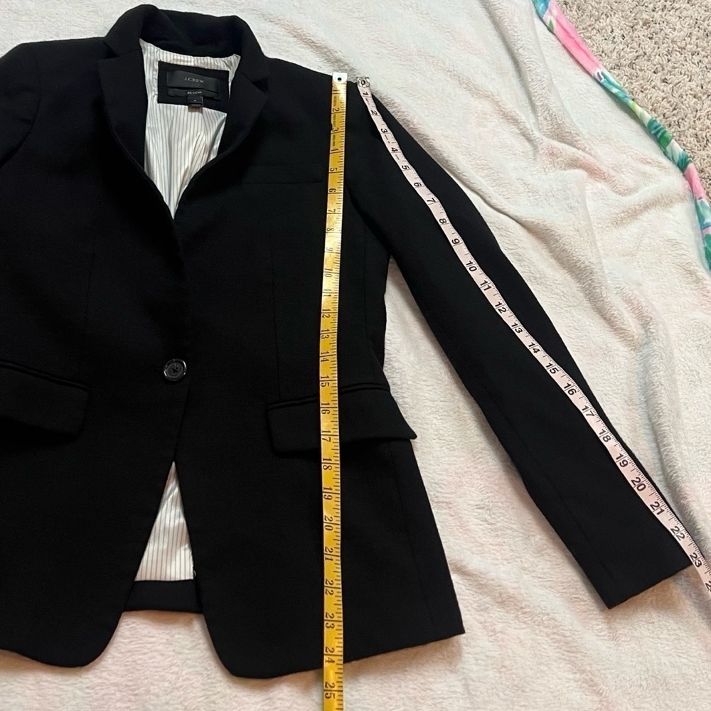 J.CREW Classic Black Stand Collar Wool Blend Single Button Regent Blazer Size 0 - Picture 6 of 11